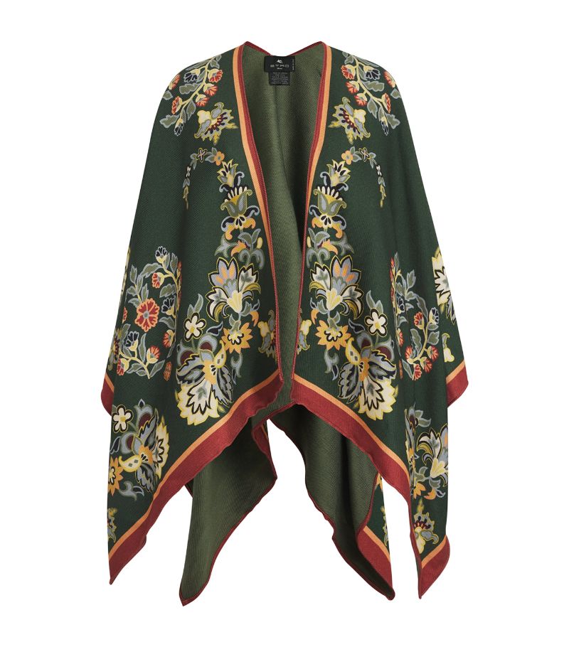 Etro Etro Wool-Blend Floral Cape