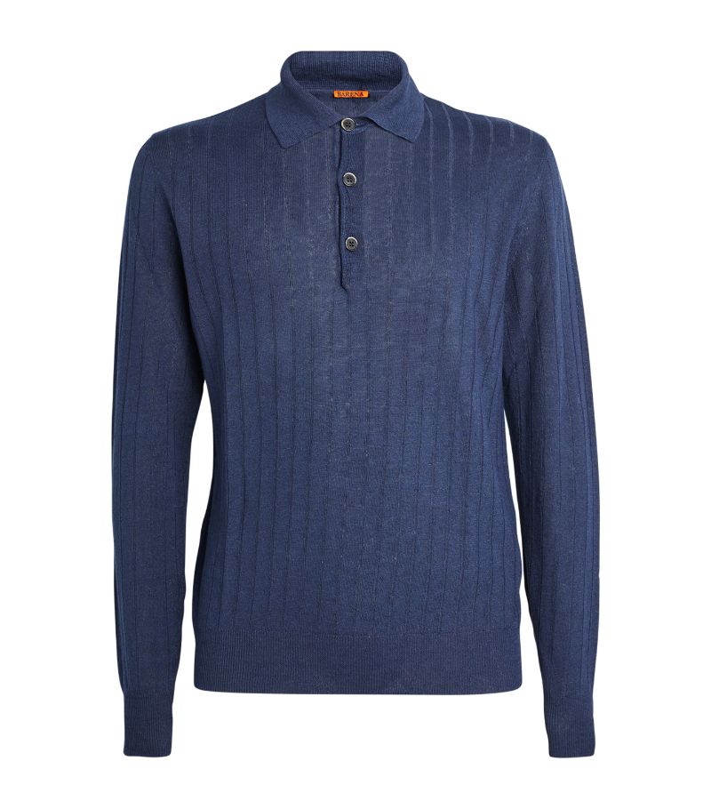 Barena Barena Linen-Cotton Rib-Knit Polo Shirt