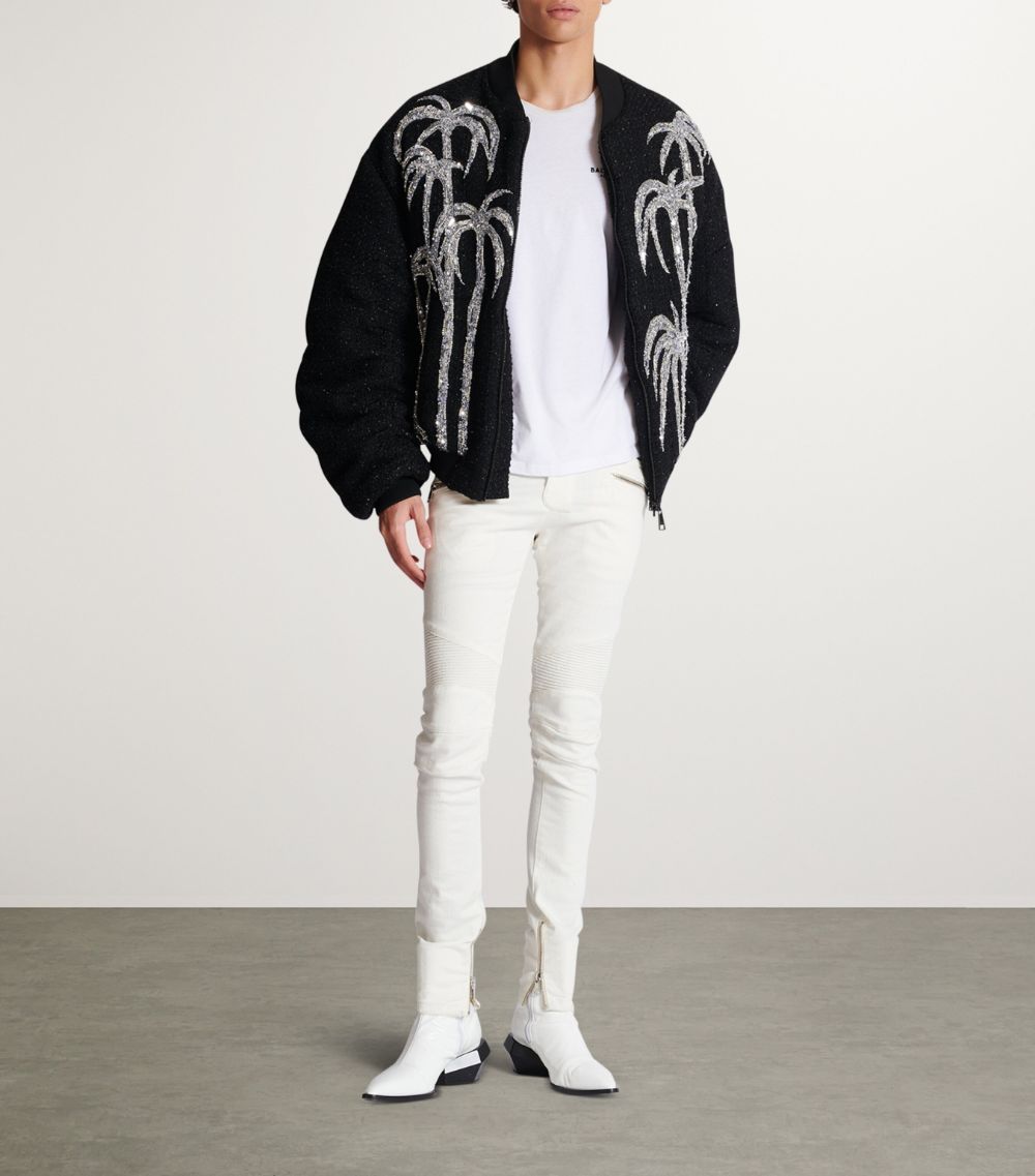 Balmain Balmain Tweed Embellished Bomber Jacket