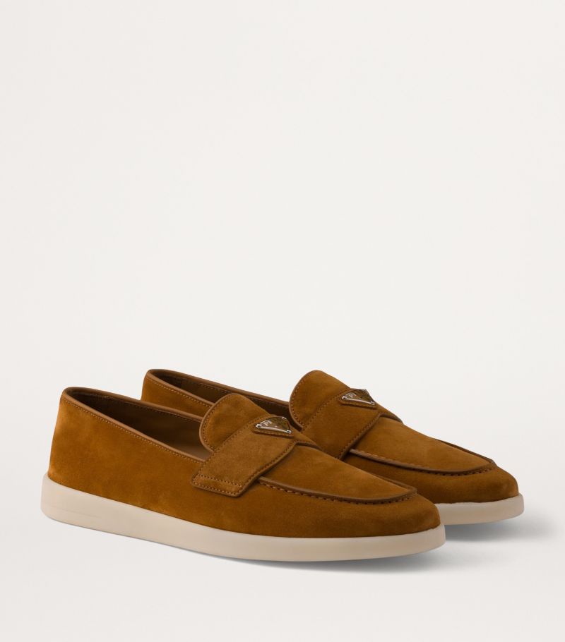 Prada Prada Suede Triangle Loafers