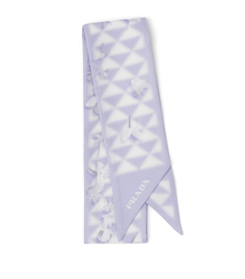 Prada Prada Silk Floral Symbole Skinny Scarf