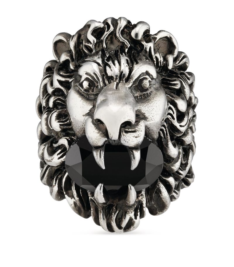 Gucci Gucci Crystal-Embellished Lion Head Ring