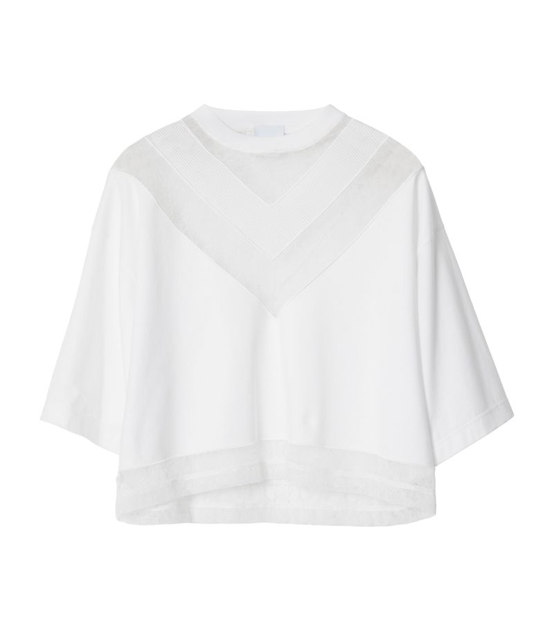 Burberry Burberry Oversized Lace And Mesh Panel Cropped Top