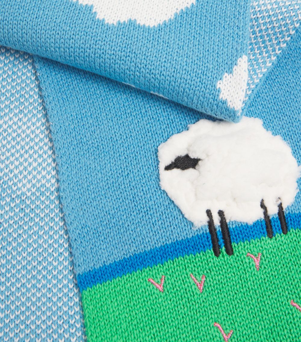 Stella McCartney Kids Stella Mccartney Kids Cotton-Wool Embroidered Sheep Scarf