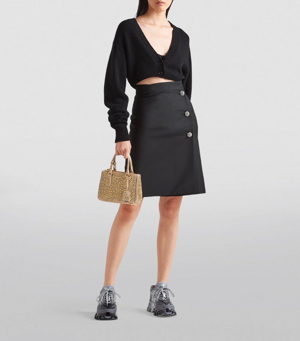 Prada Prada Mohair-Wool Embellished Midi Skirt