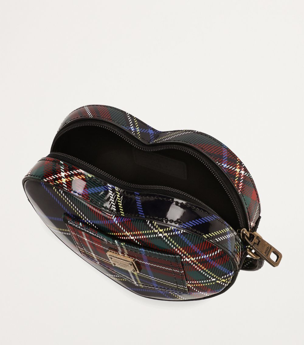 Dolce & Gabbana Dolce & Gabbana Kids Calfskin Tartan Heart Shoulder Bag