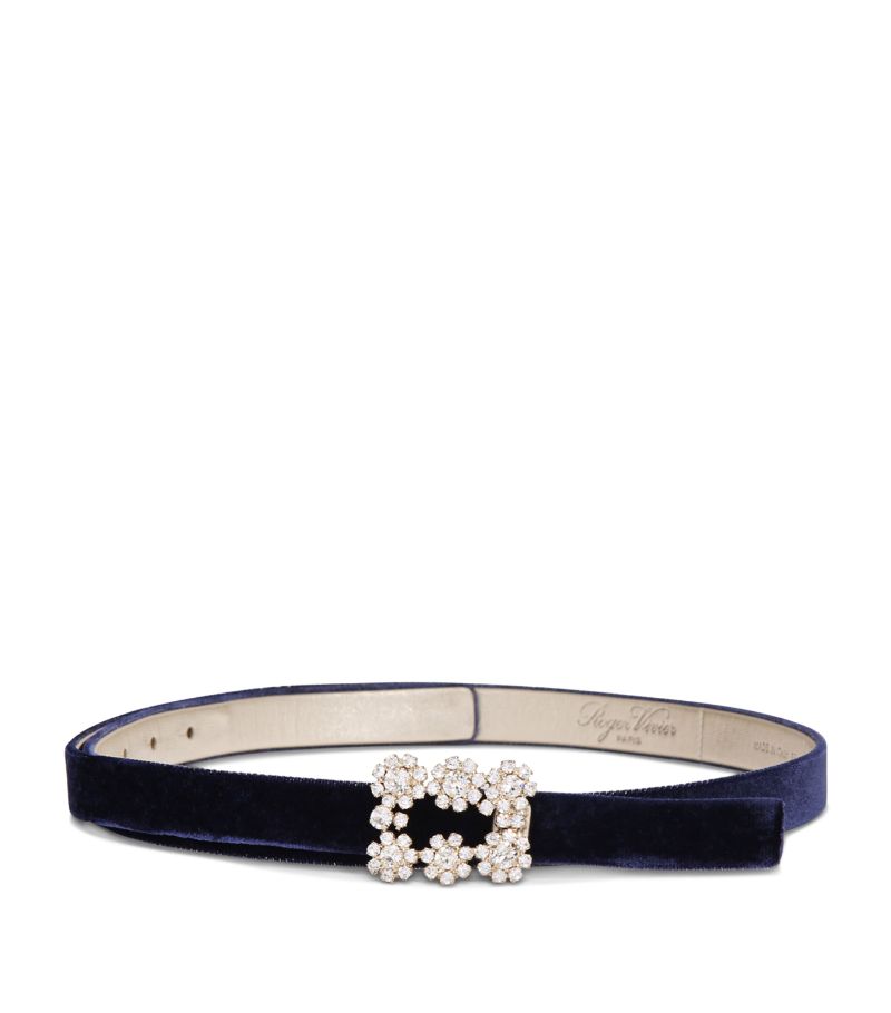 Roger Vivier Roger Vivier Velvet Flower Strass Buckle Belt