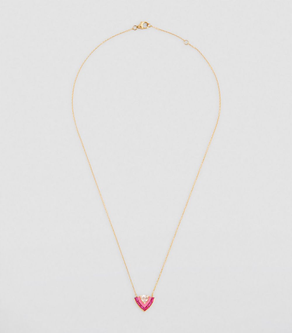 Emily P. Wheeler Emily P. Wheeler Yellow Gold, Pink Sapphire And Morganite Tiered Necklace