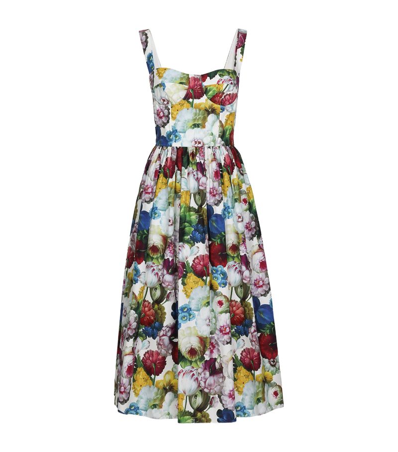 Dolce & Gabbana Dolce & Gabbana Silk-Blend Floral-Print Sleeveless Midi Dress