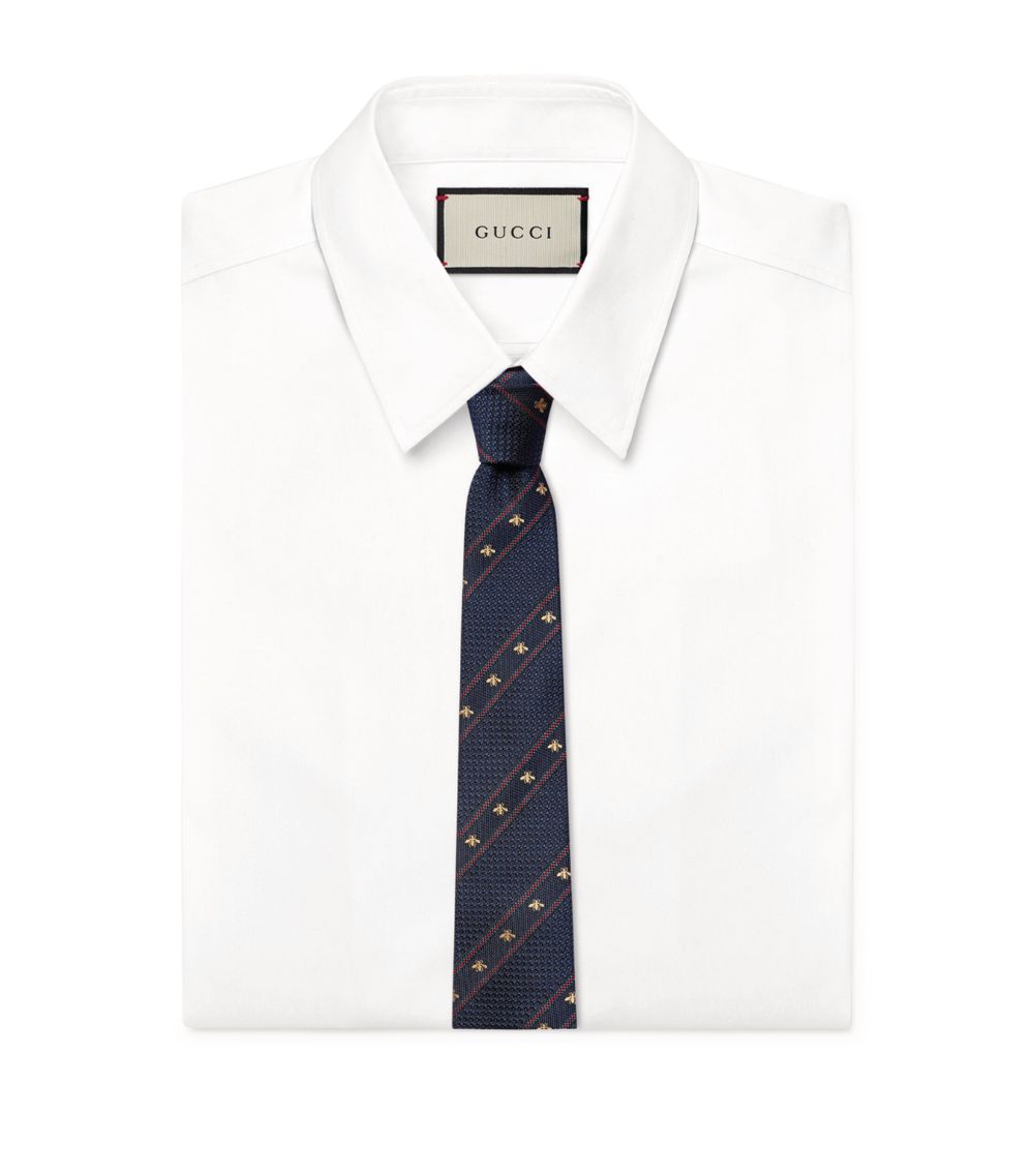 Gucci Gucci Silk Bee Web Stripe Tie