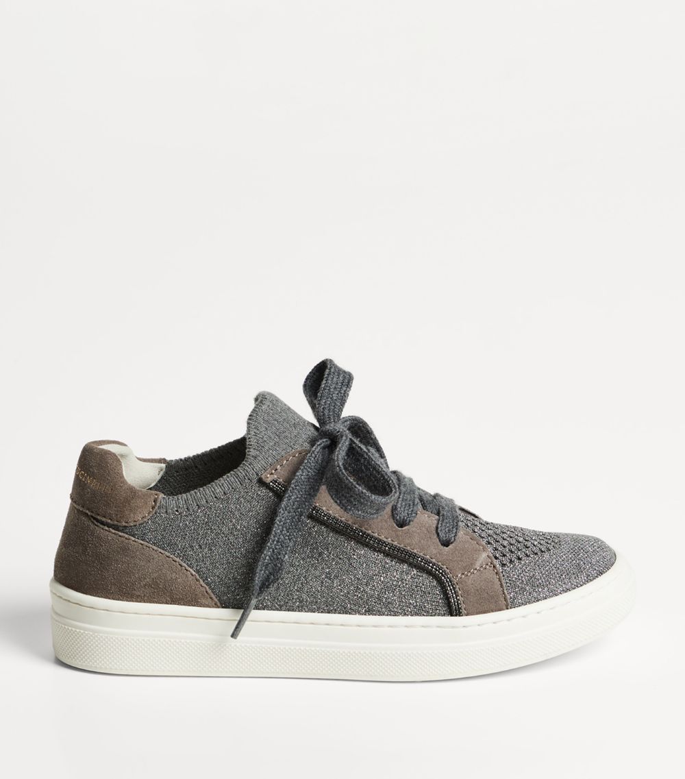 Brunello Cucinelli Kids Brunello Cucinelli Kids Cotton-Suede Knitted Sneakers