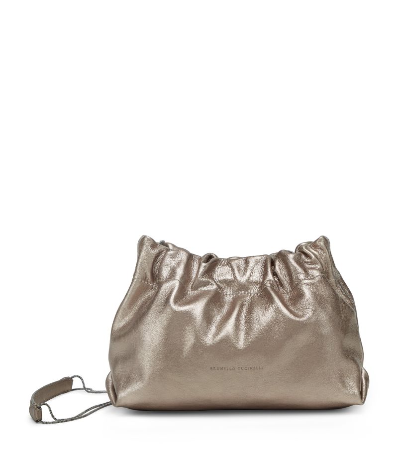 Brunello Cucinelli Brunello Cucinelli Lamé Calfskin Metallic Cross-Body Bag