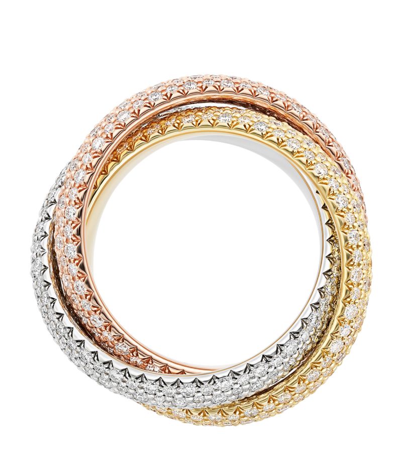 Cartier Cartier Large White, Yellow, Rose Gold And Diamond Trinity Ring