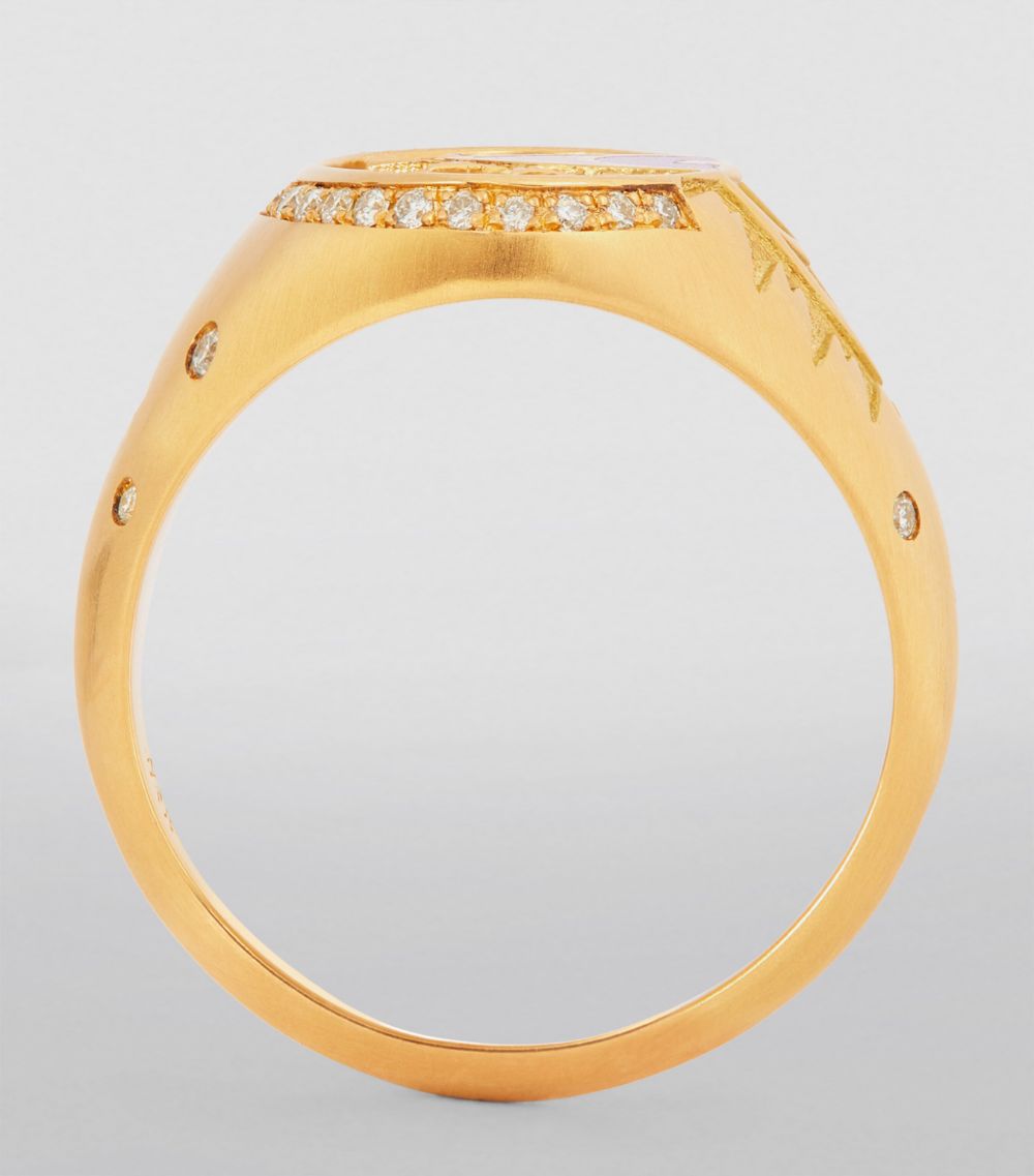 L'Atelier Nawbar L'Atelier Nawbar Yellow Gold, Diamond And Mother-Of-Pearl Eye On Biladi Ring