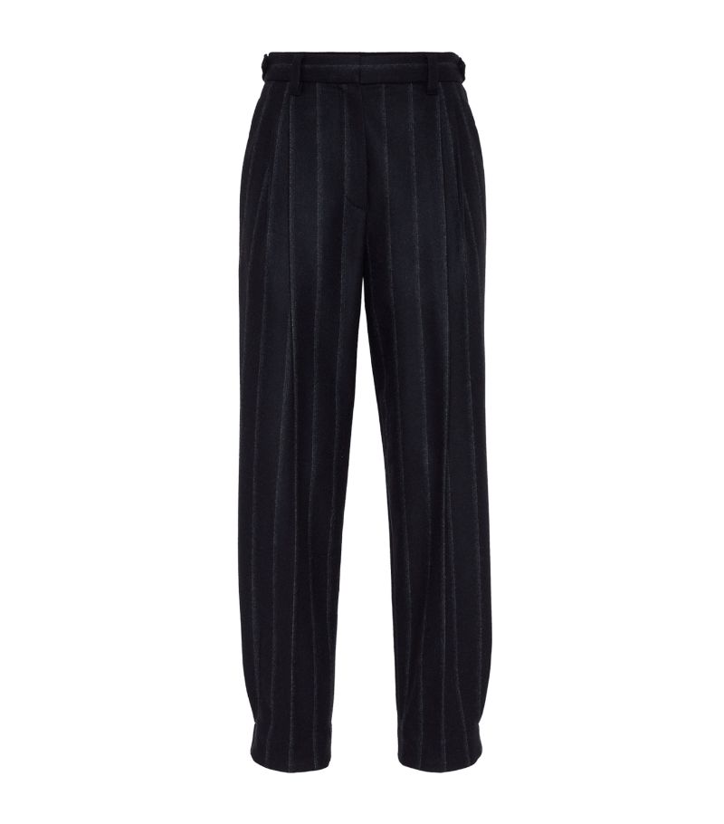 Brunello Cucinelli Brunello Cucinelli Techno Virgin Wool-Blend Striped Trousers