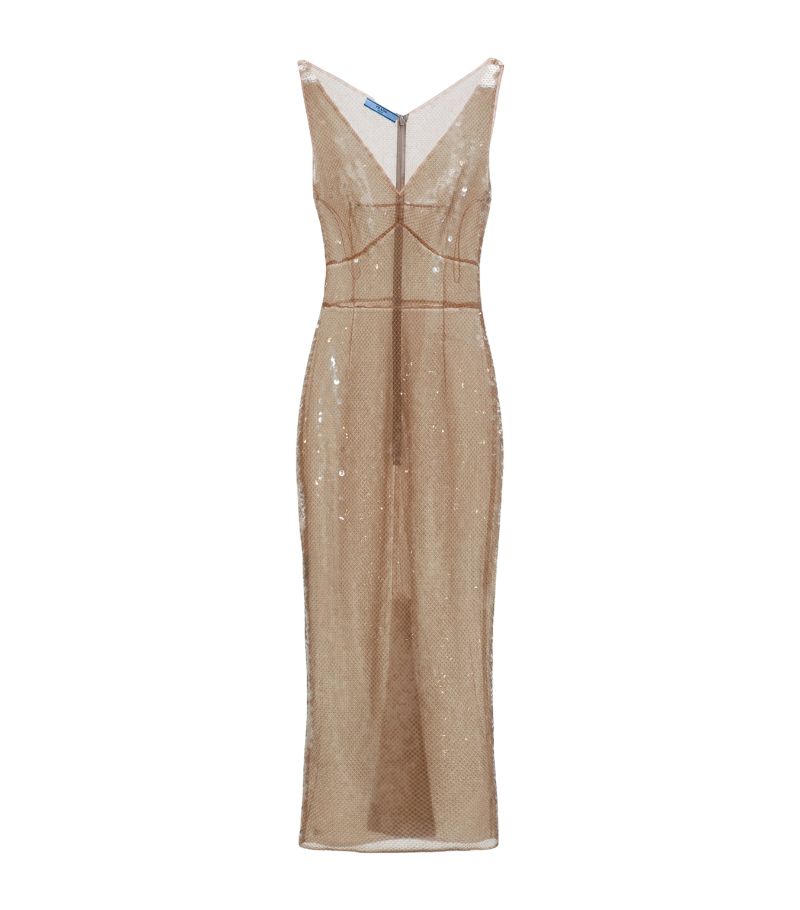 Prada Prada Nylon Sequinned Midi Dress