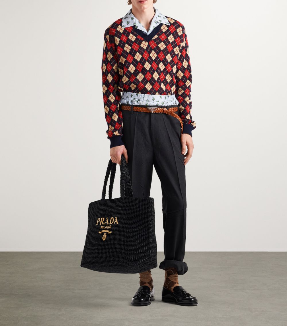 Prada Prada Cotton Argyle Sweater