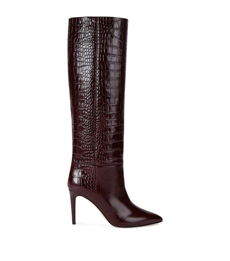 PARIS TEXAS Paris Texas Croc-Embossed Leather Knee-High Boots 85