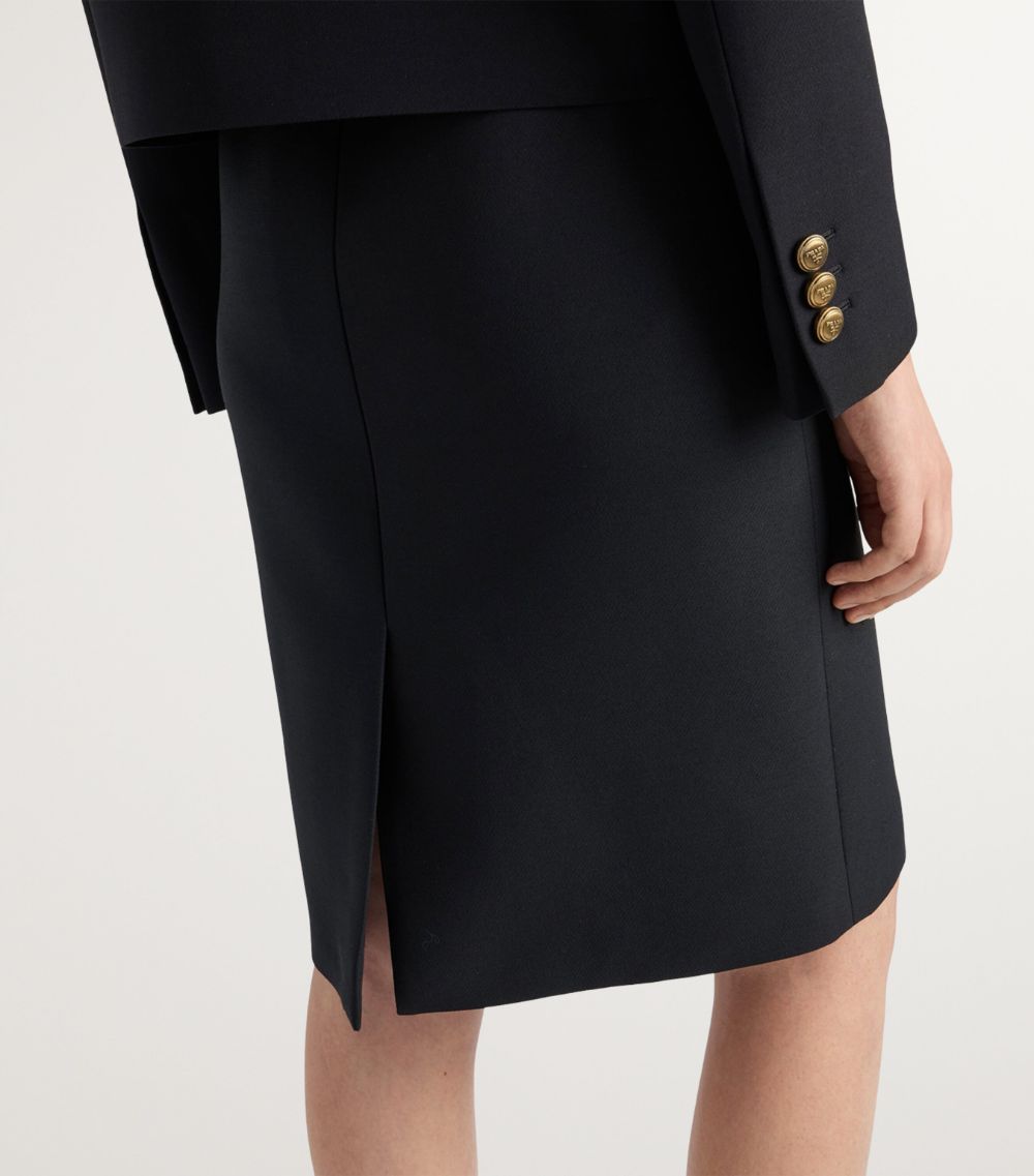 Prada Prada Wool-Silk Midi Skirt