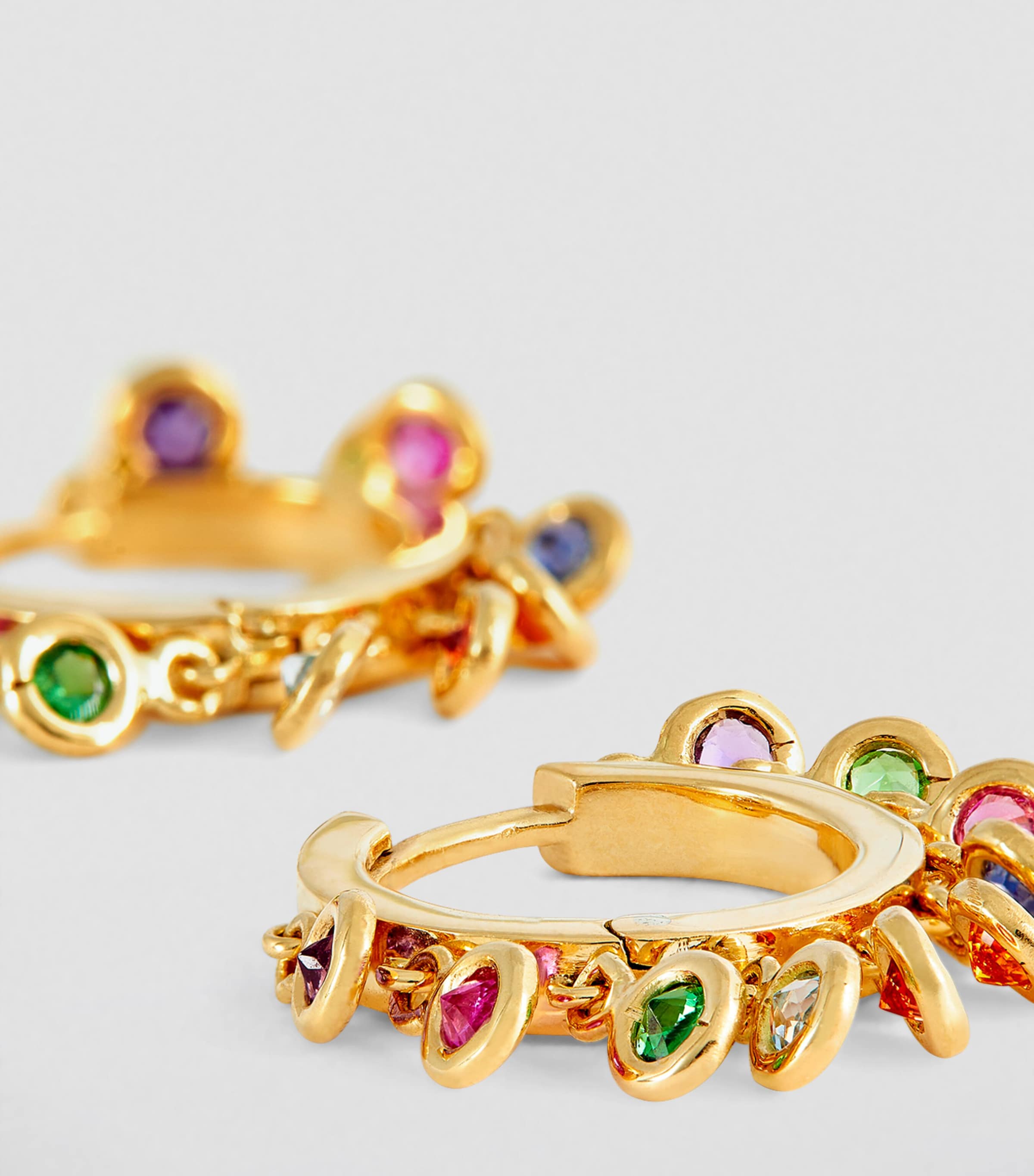 Nadine Aysoy Nadine Aysoy Yellow Gold and Mixed Stone Le Cercle Shakers Hoop Earrings