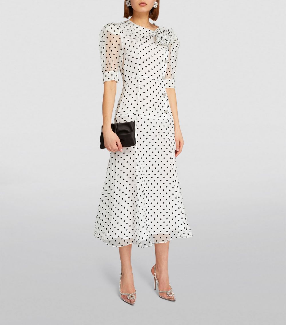 Alessandra Rich Alessandra Rich Silk Polka-Dot Maxi Dress