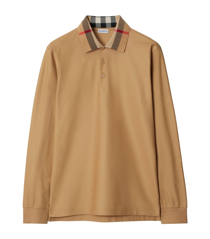 Burberry Burberry Check-Collar Long-Sleeve Polo Shirt