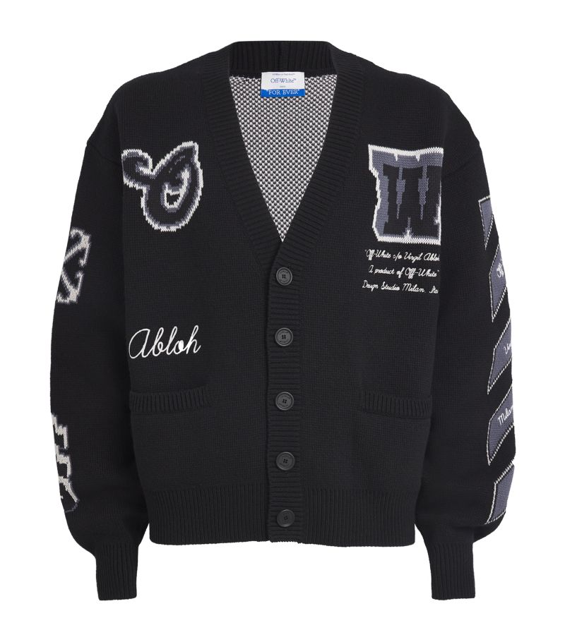 OFF-WHITE Off-White Wool-Cotton Jacquard Varsity Cardigan