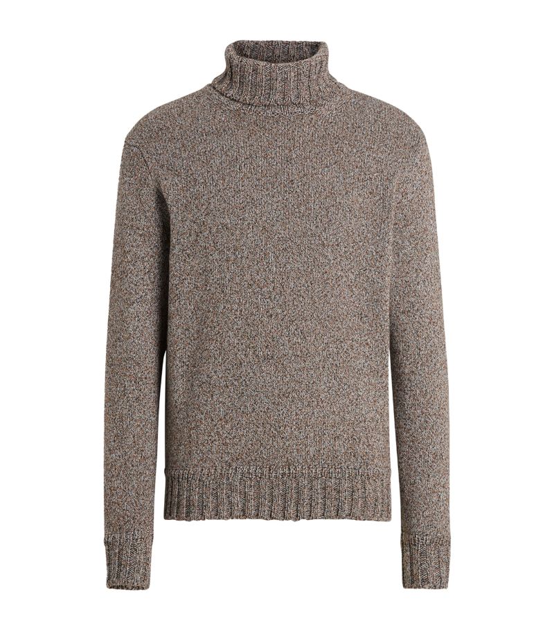 zegna Zegna Mélange Oasi Cashmere Rollneck Sweater