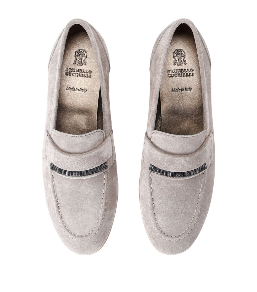 Brunello Cucinelli Brunello Cucinelli Suede Embellished Penny Loafers