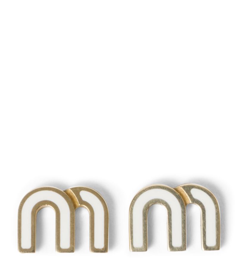 Miu Miu Miu Miu Enamelled Logo Earrings