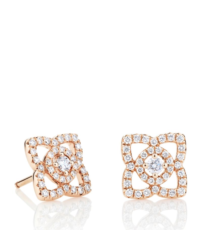 De Beers Jewellers De Beers Jewellers Medium Rose Gold And Diamond Enchanted Lotus Stud Earrings