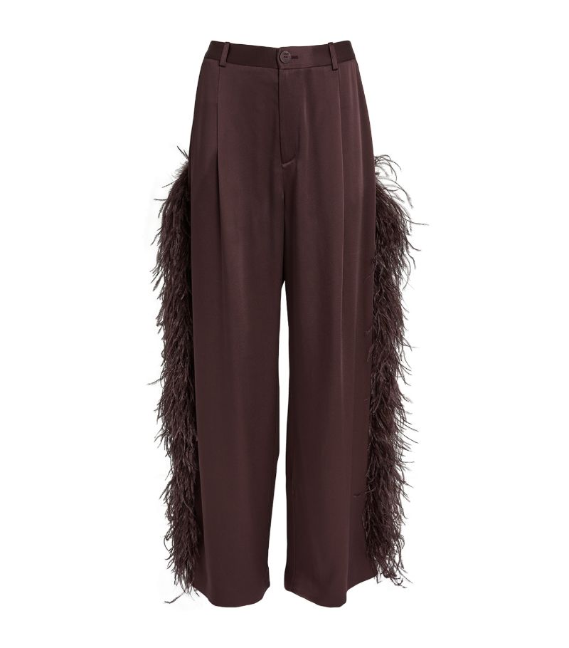 Lapointe Lapointe Satin Feather-Trimmed Trousers