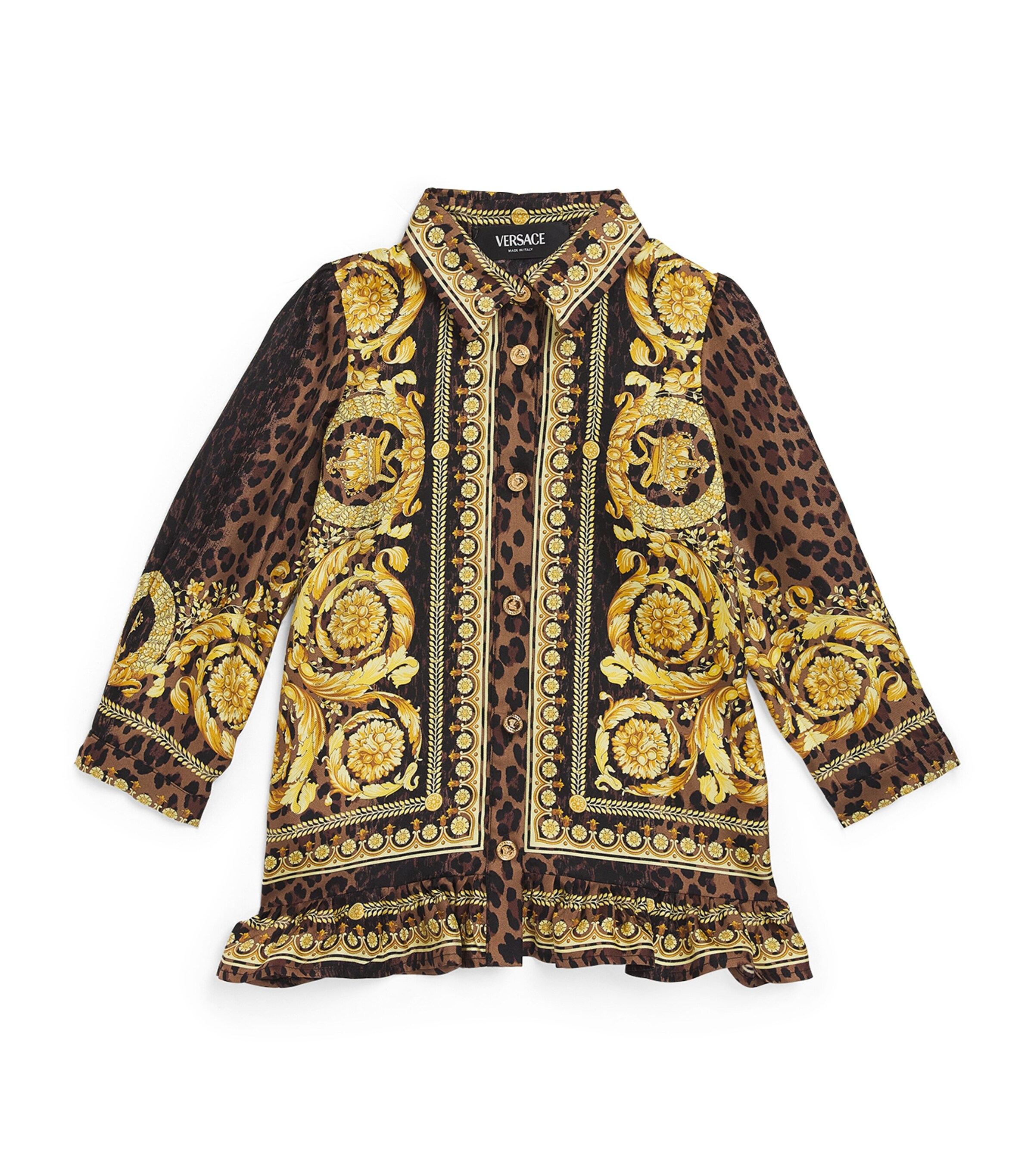  Versace Kids Barocco Leopard Shirt Dress