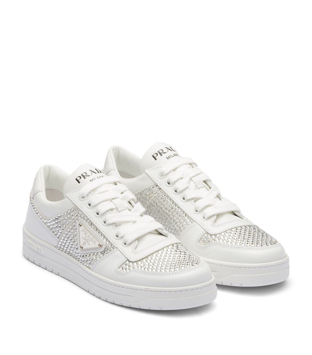 Prada Prada Leather Embellished Sneakers