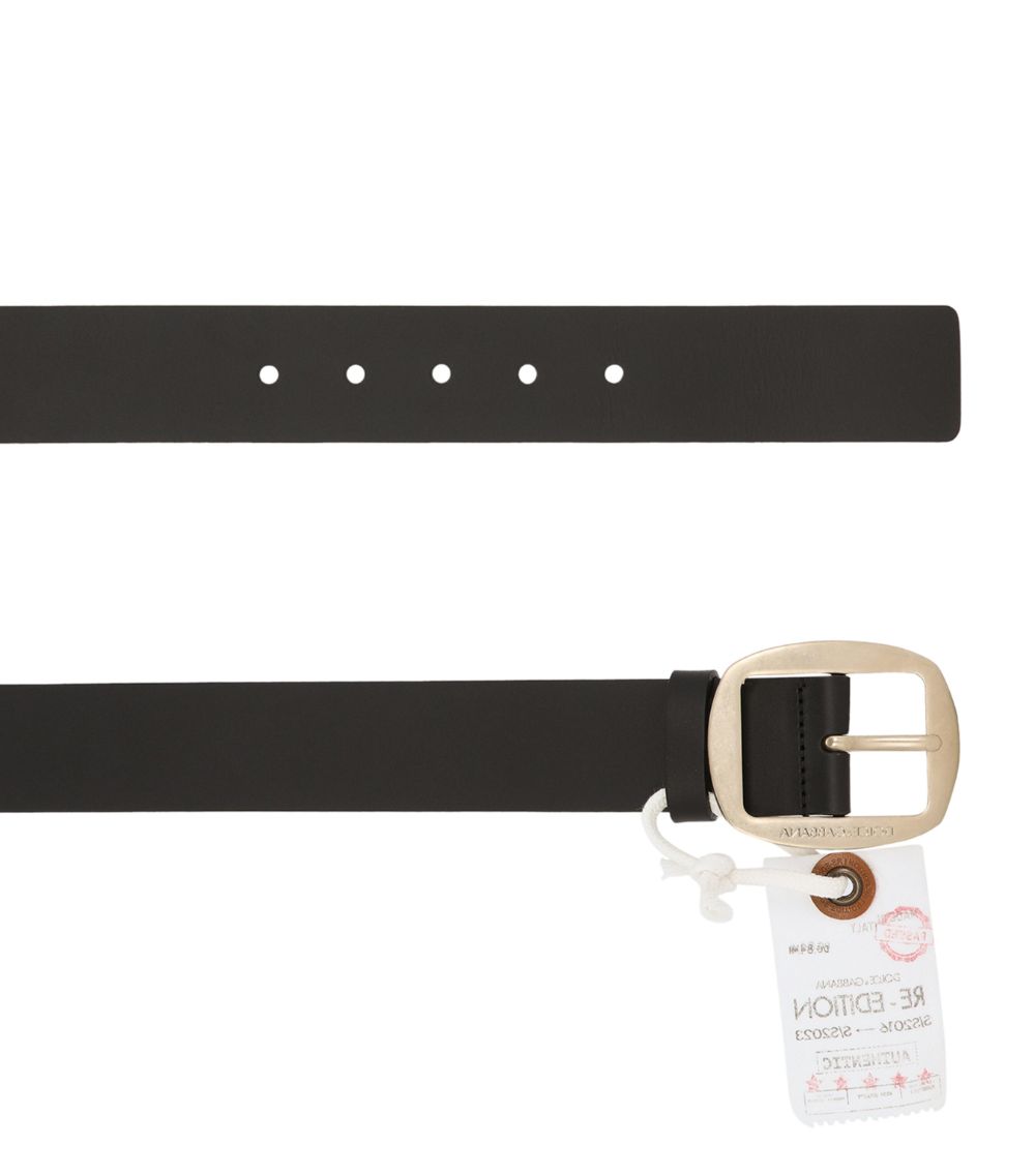 Dolce & Gabbana Dolce & Gabbana Calfskin Logo Engraved Belt