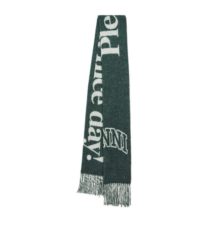 Ganni Ganni Wool Have A Nice Day Scarf