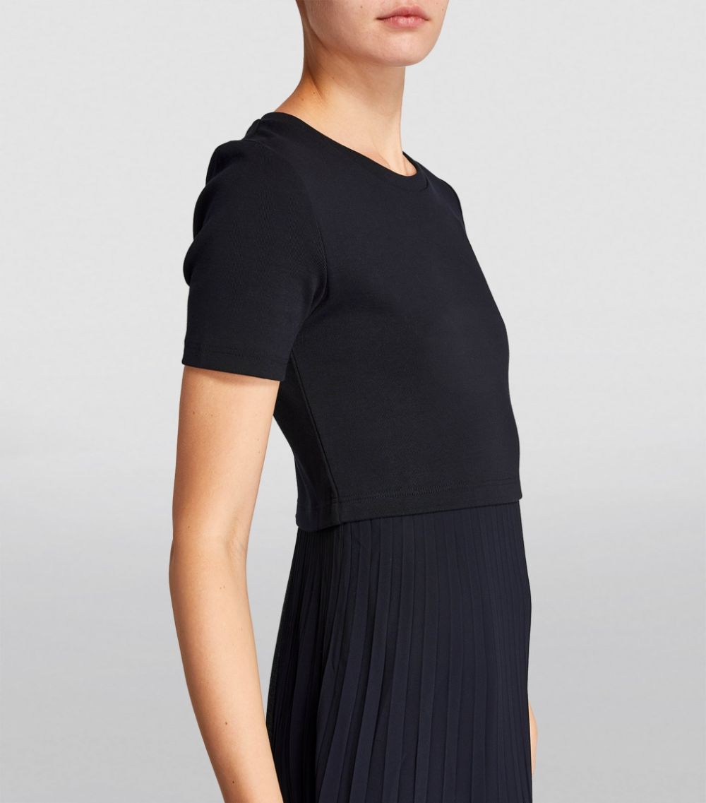  Claudie Pierlot Lace-Trim Pleated Midi Dress