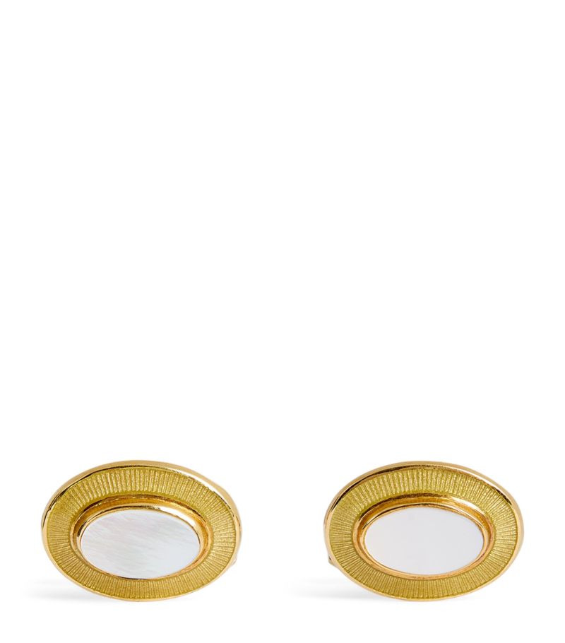 Deakin & Francis Deakin & Francis Yellow Gold And Mother-Of-Pearl Cufflinks