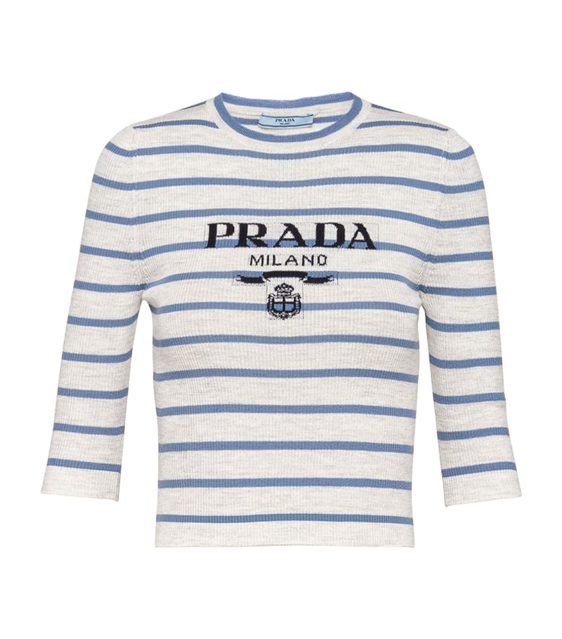 Prada Prada Wool Striped Logo Sweater