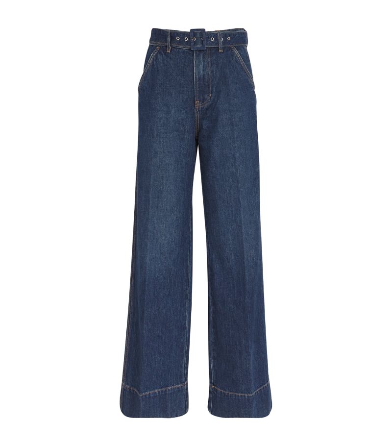 Veronica Beard Veronica Beard Belted Taylor High-Rise Wide-Leg Jeans