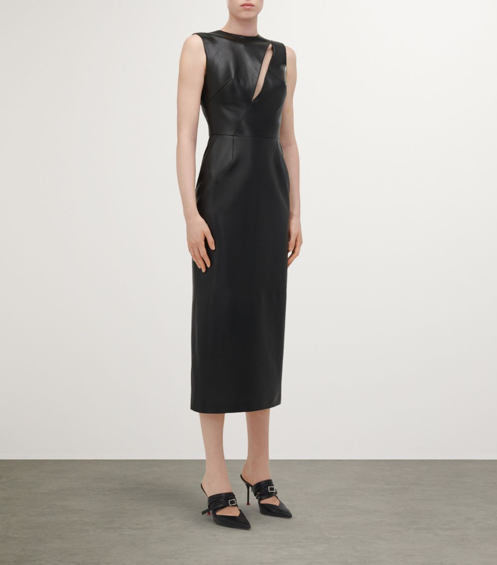 Alexander McQueen Alexander Mcqueen Leather Cut-Out Midi Dress