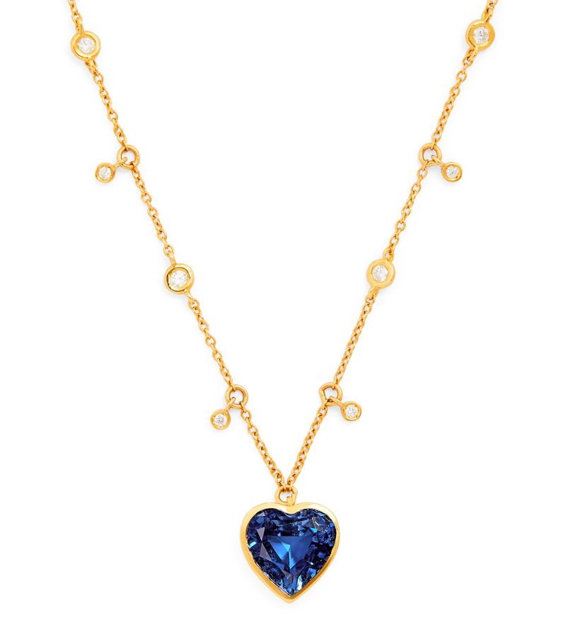 Nadine Aysoy Nadine Aysoy Yellow Gold, Diamond And Sapphire Catena Infinity Necklace