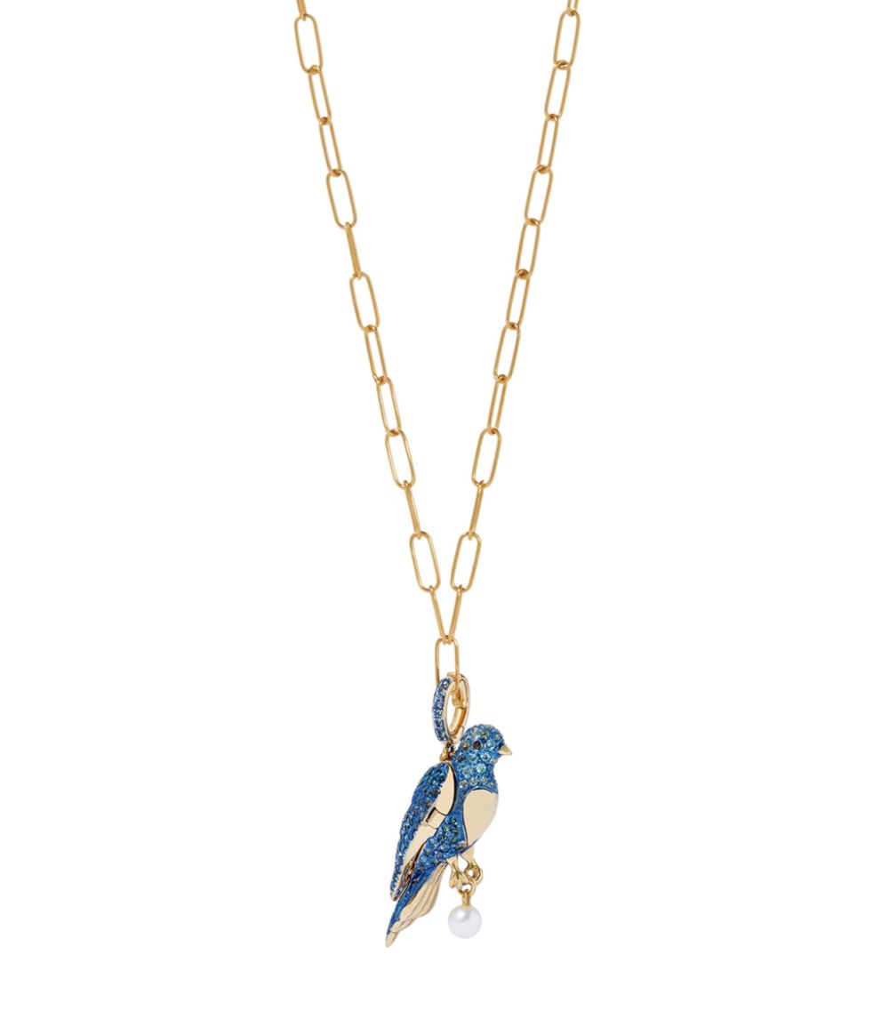 Annoushka Annoushka Yellow Gold, Diamond, Topaz And Sapphire Bluebird Locket Charm