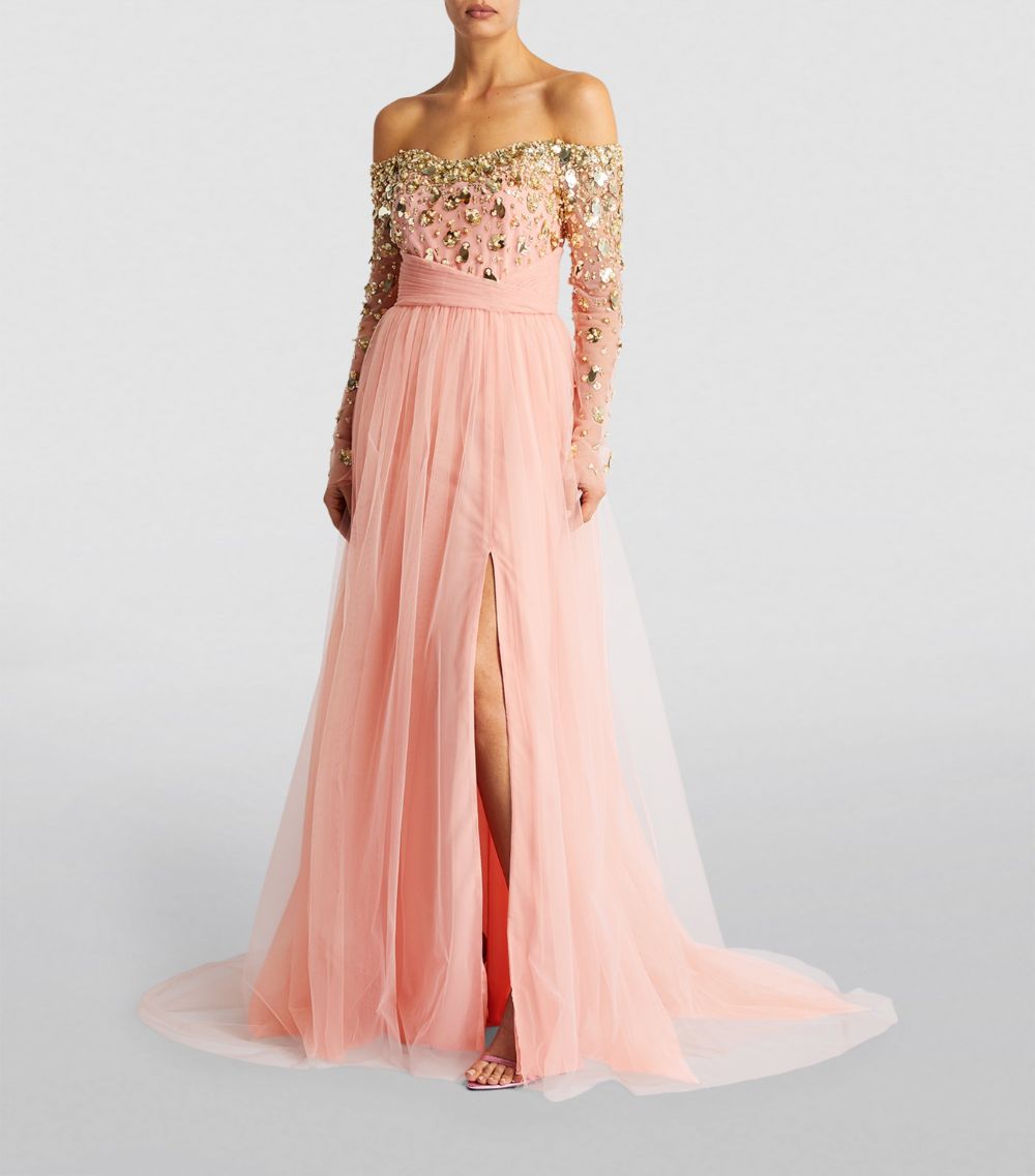 Pamella Roland Pamella Roland Tulle Off-The-Shoulder Gown