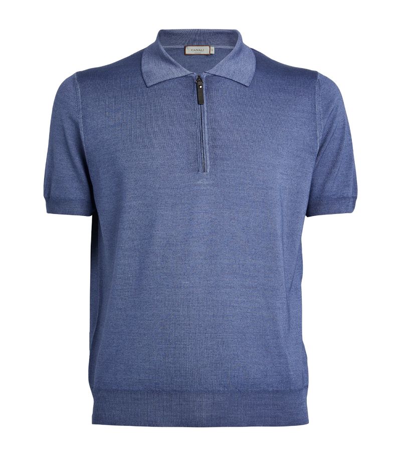 Canali Canali Wool-Blend Half-Zip Polo Shirt
