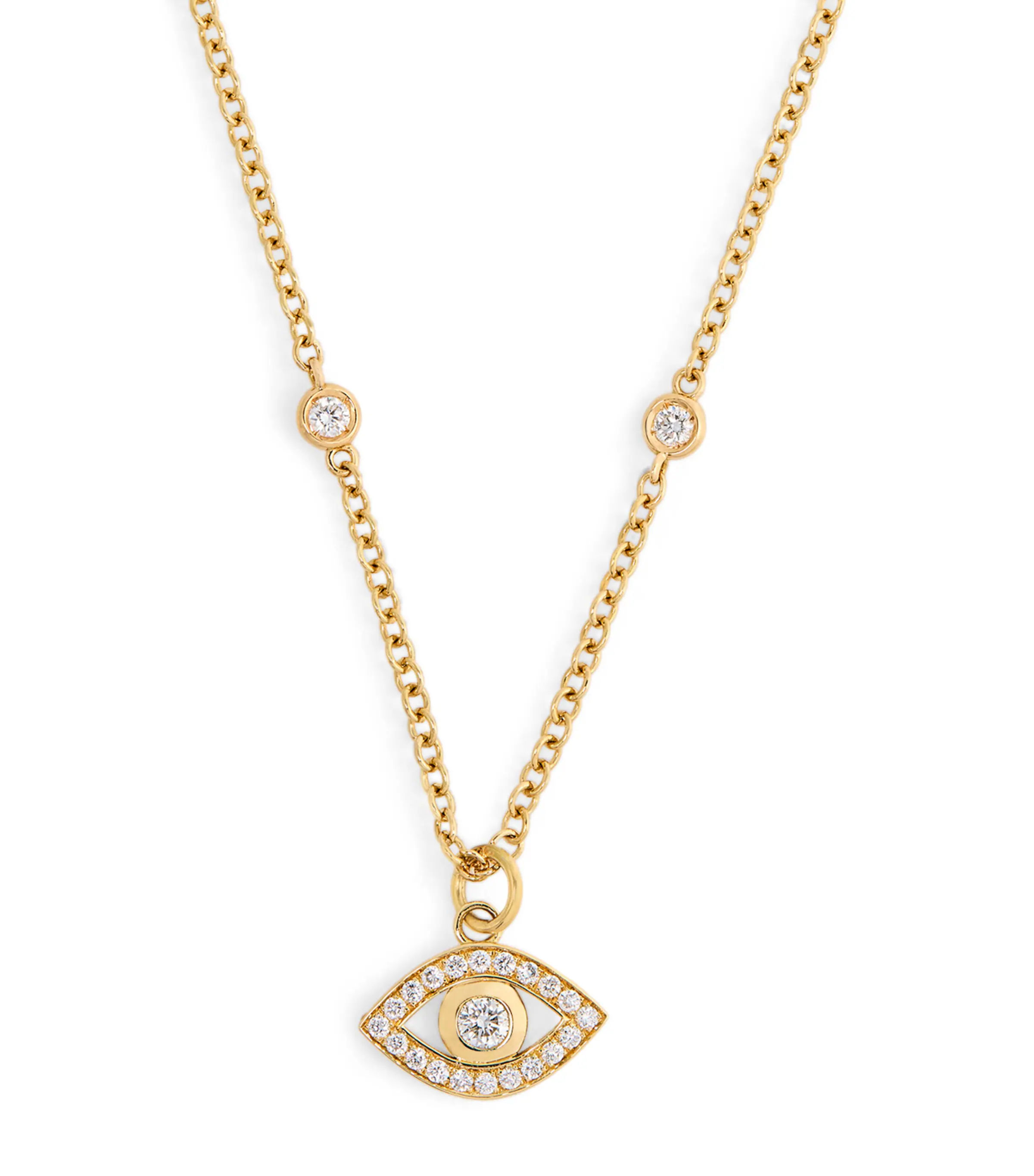 Netali Nissim Netali Nissim Yellow Gold and Diamond Charmed Eye Necklace