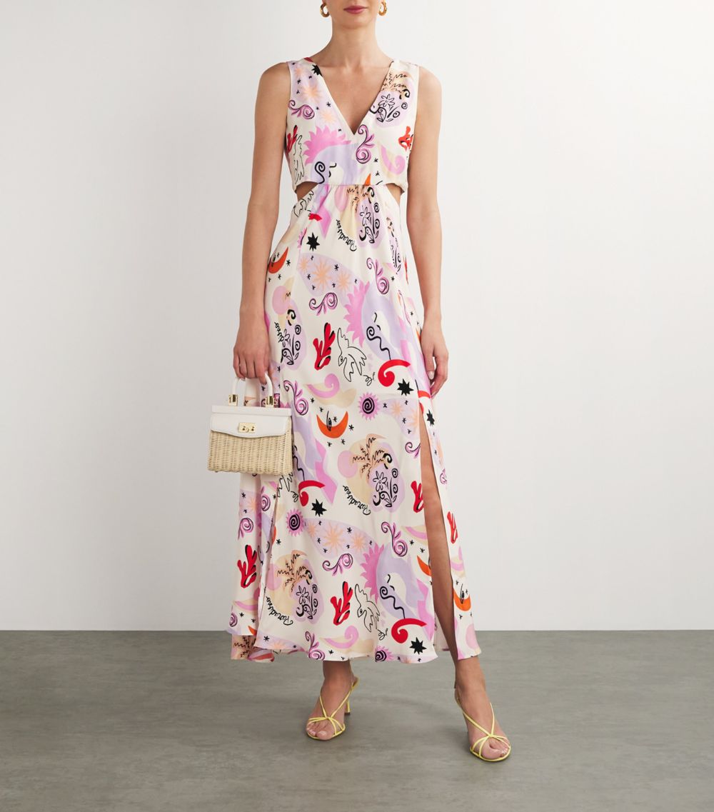  Maje Silk Paradisio Print Maxi Dress