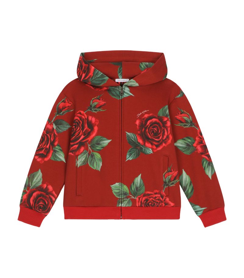 Dolce & Gabbana Dolce & Gabbana Kids Cotton Rose Print Hoodie (2-6 Years)