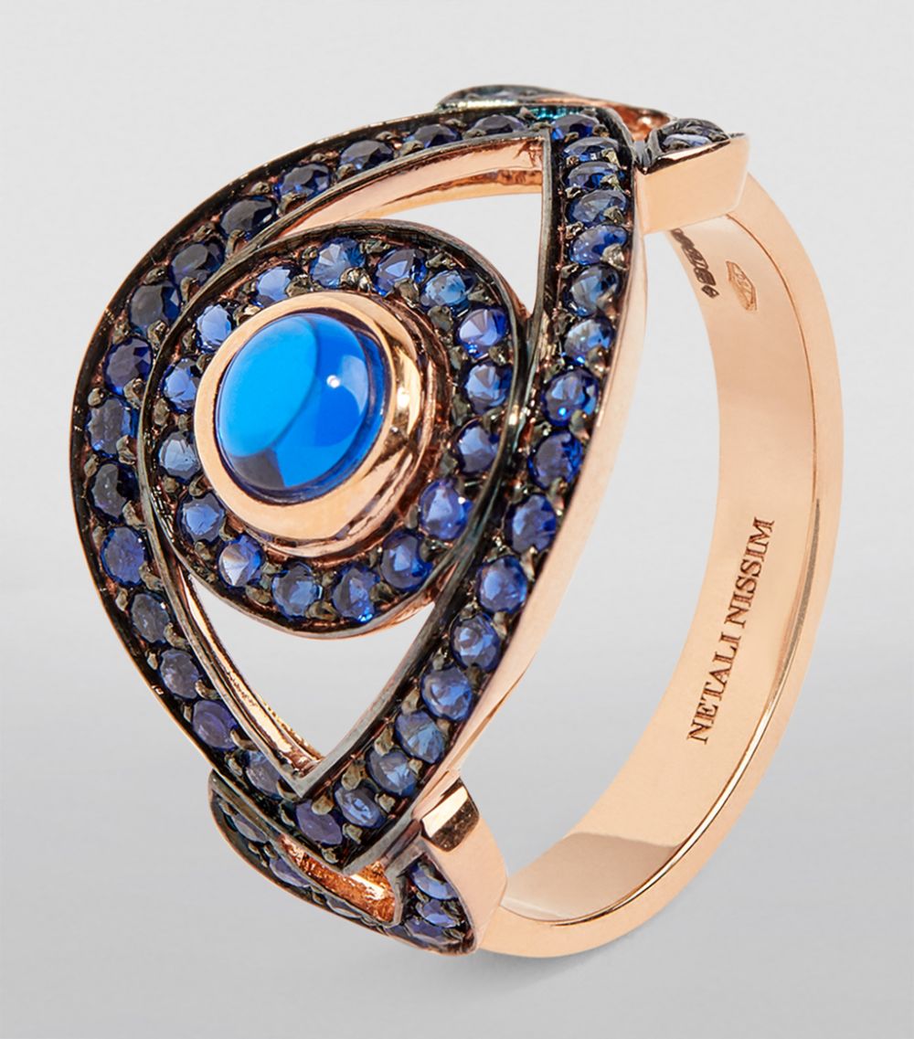 Netali Nissim Netali Nissim Rose Gold, Quartz and Sapphire Protected Eye Ring