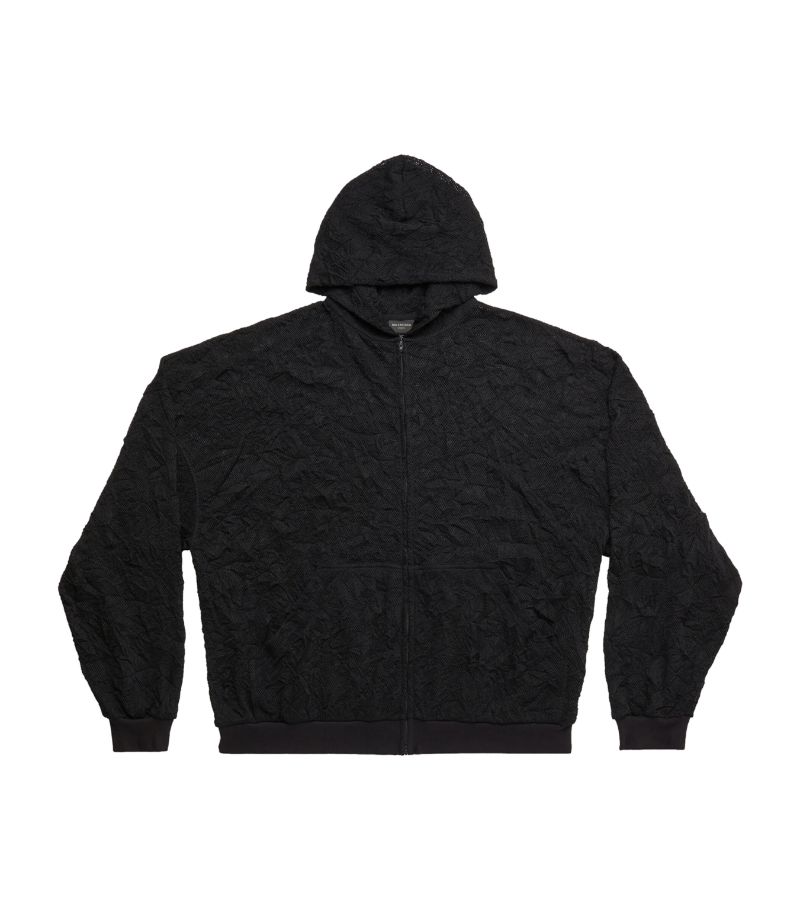 Balenciaga Balenciaga Mesh Crinkled Zip-Up Hoodie